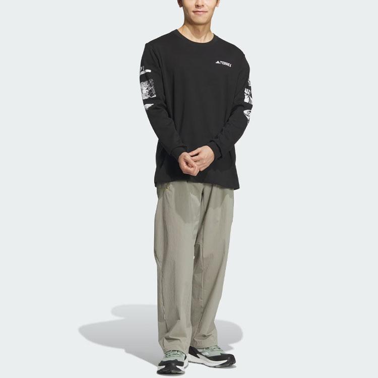 Adidas Aeroready Tee Letter Print Long Sleeve Outdoor Sports Vintage T-Shirt Men Tops Black IS9510