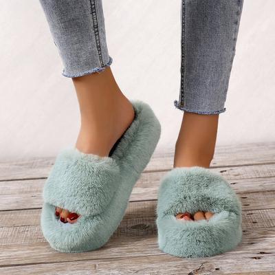 Autunno 2024 Pantofole Donna Coreane Antiscivolo Spesse Moda Open Toe Pelose Cotone Pantofole Sandali Casual su Piattaforma da Esterno