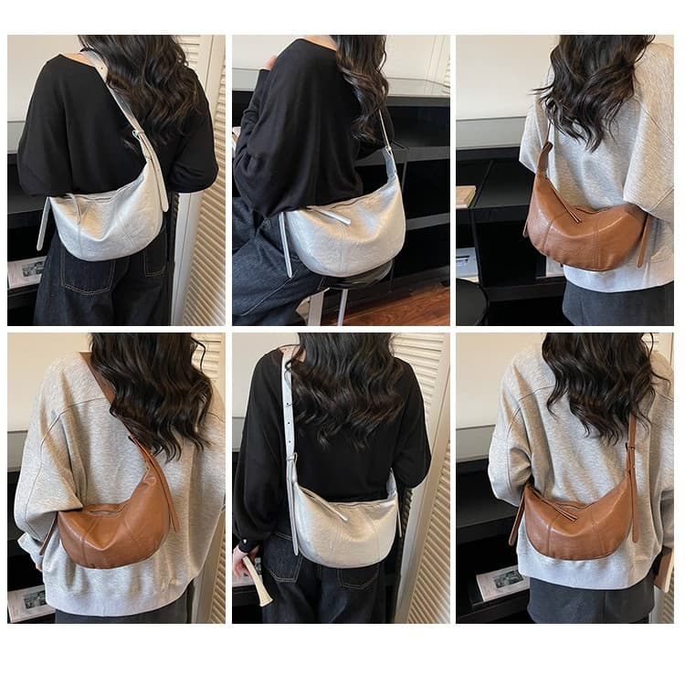 Retro soft leather dumpling bag women's shoulder messenger bag