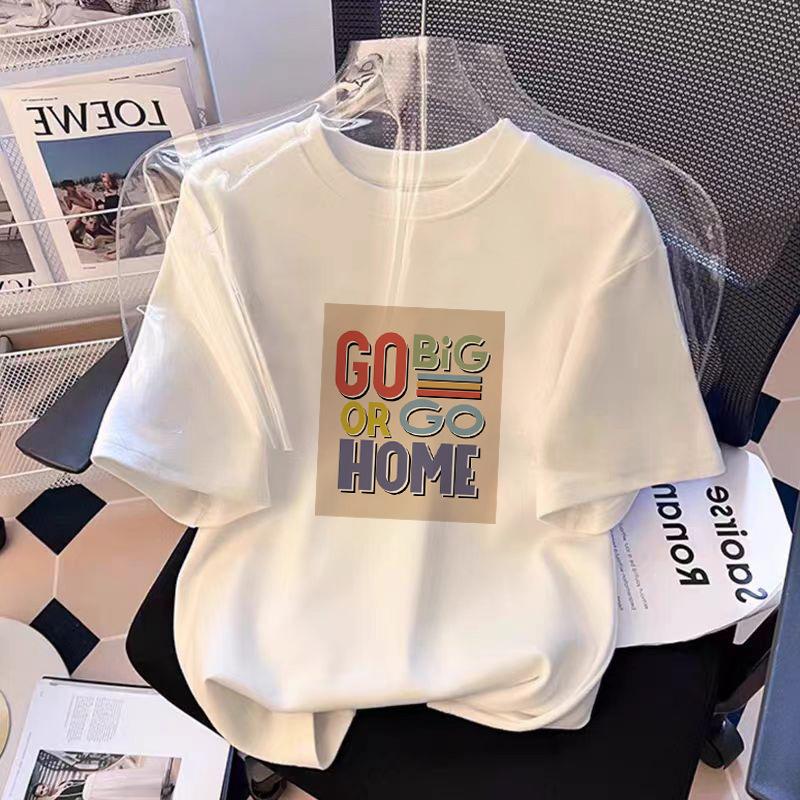 Cotton Short-sleeved T-shirt Women's Thin Summer Korean Version Trendy Loose Front Shoulder Round Neck Half-sleeved Women's T-shirt Top Versatile