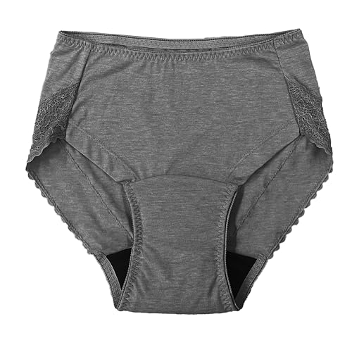 Oglan Dámské absorpční menstruační kalhotky, Běžné kalhotky s krajkou na zádech, 20 ml, Šedé