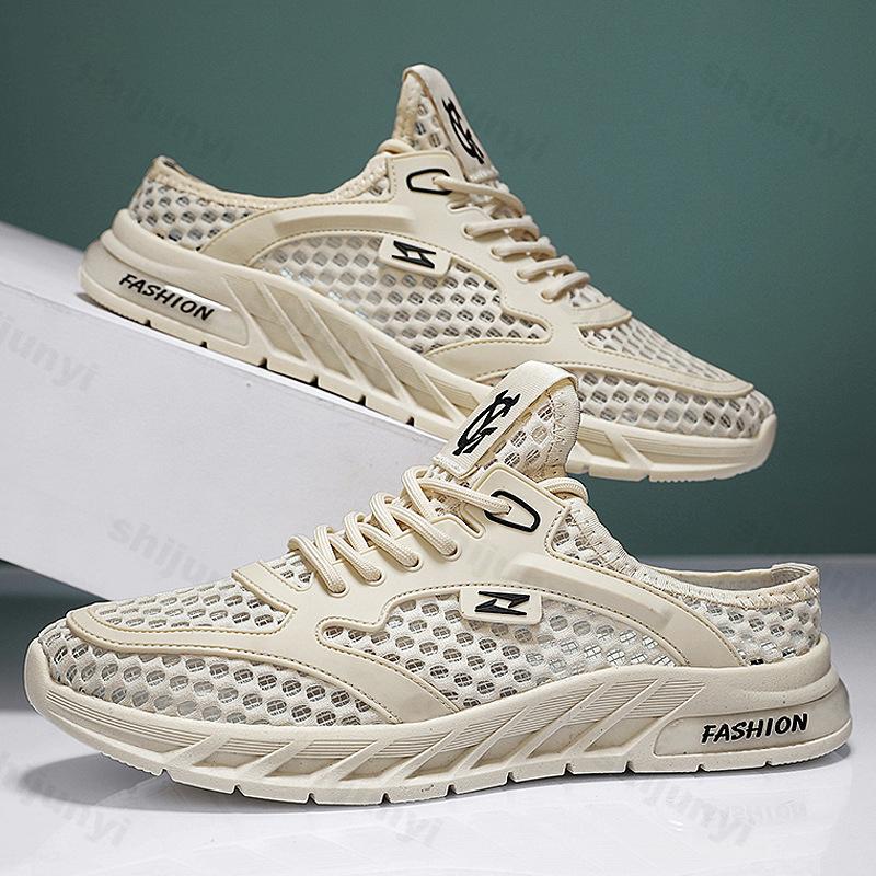 Fashion Fashion Men's Half Slippers Lightweight Running Shoes 2025 Summer Mesh Sneakers Breathable Casual Shoe Comfortable Men's Tennis