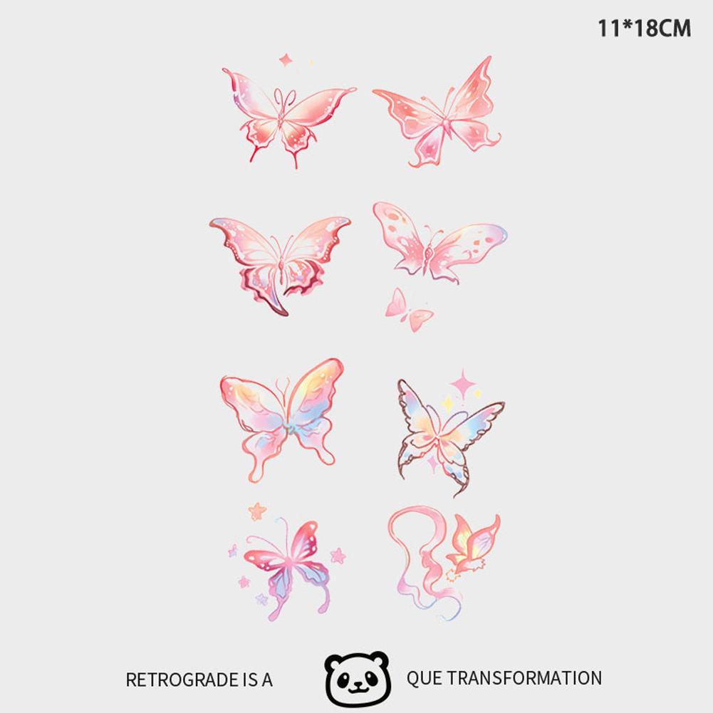 Girl Colorful Butterfly Tattoo Sticker Niche Tattoo Semi Permanent COD Sticker Tattoo Sticker F9F6