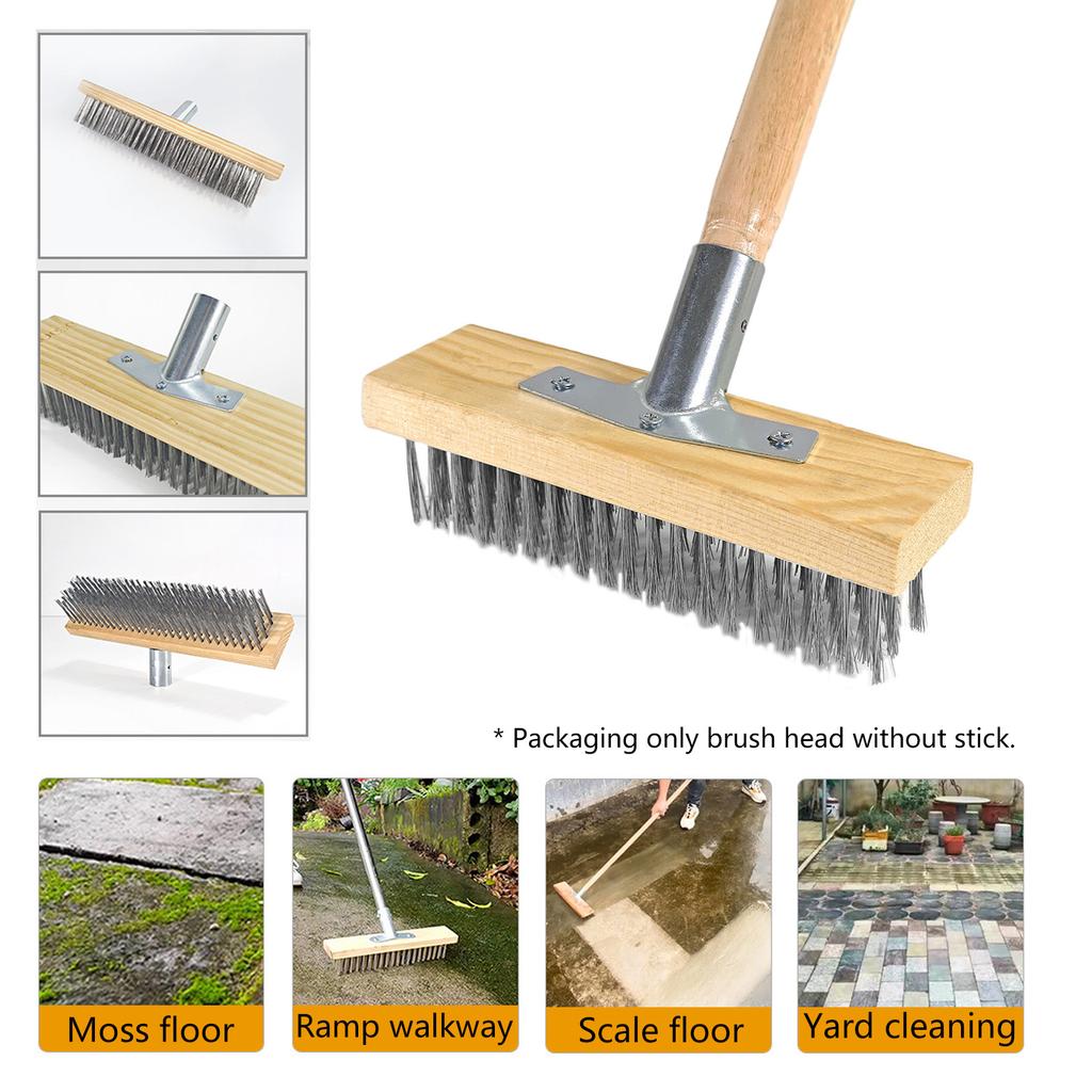 Steel Wire Broom Head Sweeping Brush Heavy Duty Outdoor Yard Brush Steel Bristles for Deck Scrub Decking Paving Patio