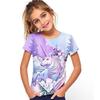 New 3D Horse Pattern Printed T-Shirt Summer Short Sleeve Fashionable Children's Casual Girls' Top