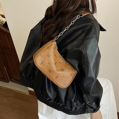 Autumn Women's Chain Single Shoulder Cross-body Hand Carry Underarm Simple Printing Texture Small Square Bag