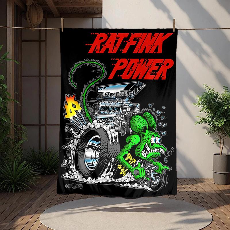 Rat Fink Power Flannel Blanket Soft Warm All-Season Throw, Design for Camping, Car Travel, Hiking Sofa, Bed, Office Perfect Gift for Parties