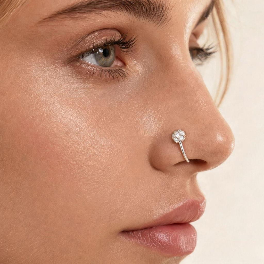 European & American Niche Rhinestone Nose Clip: High-End, Non-Piercing, Personalized Jewelry Design