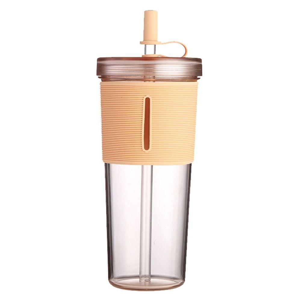 

Многоразовая бутылка для напитков 710 мл Прозрачная с соломинкой Стакан с соломинкой Термостойкий Походный чайник Подарок хаки