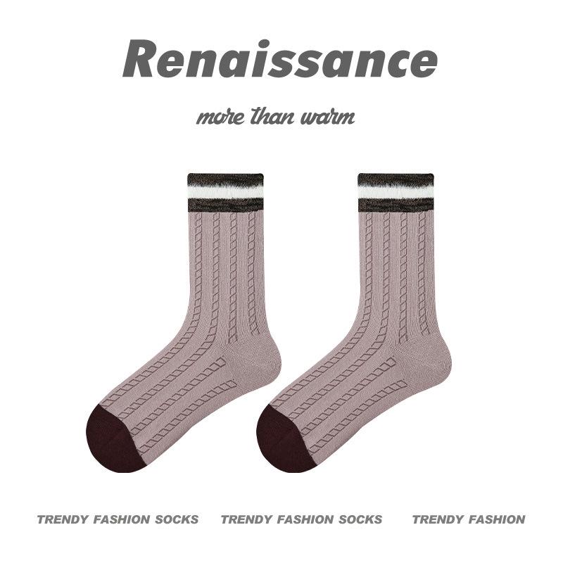 Renaissance Polka Dot Combed Cotton Women's Mid-Tube Socks - Breathable, Sweat-Absorbent, Trendy Slim Fit for Students