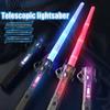 1 Set Children Colorful Glowing Sword Toys 2-In-1 Rotating Decompression Props Telescopic Music Laser Sword Kids Adult Toy