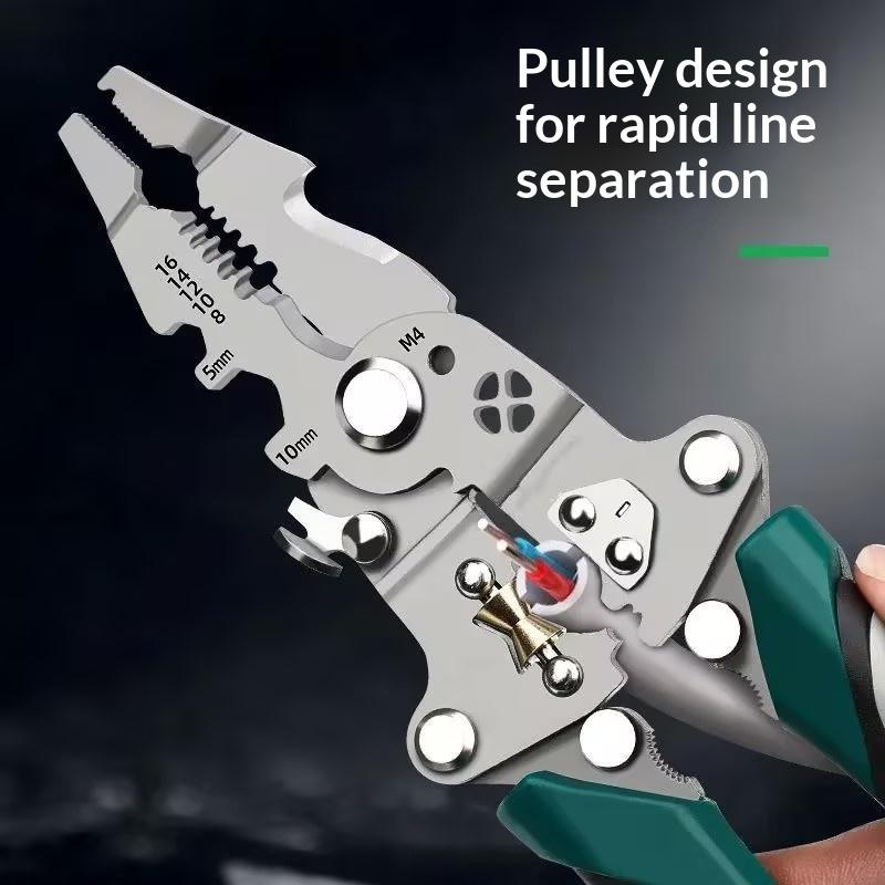 Heavy Duty Multifunctional Wire Stripper Foldable Portable Pliers Crimping Tool for Security Camera Wiring Installation
