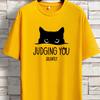 Men's Summer 100% Pure Cotton Fashionable Casual Loose Sports YOU SILENT Cat Print Round Neck Short Sleeved T-shirt top#Color(1)