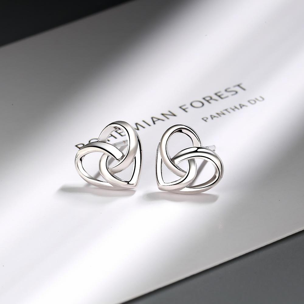 925 Silver Love Heart Stud Earrings For Women Engagement Elegant Luxury Jewelry Trend Best Selling Jewellery