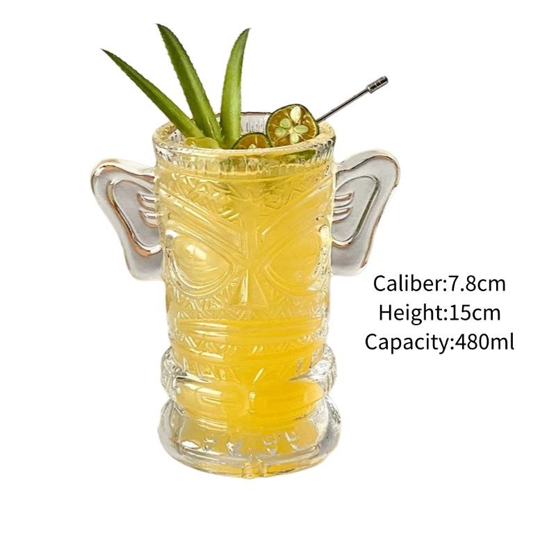 Tiki Glass Cups Tiki Mugs Cocktail Glasses Cup Creative Hawaiian Cocktail Cups Funny Cup Beer Beverage Glass Bar Accessories