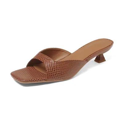 Fashion New Women High Heels Slippers Summer New Fashion Square Toe Flip Flops Sandals Design Open Toe Slingback Slides Female Pumps