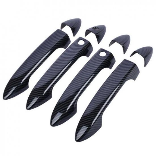 Carbon Fiber Chrome Car Smartkey Door Handle Cover Trim For Honda Pilot 2016-24