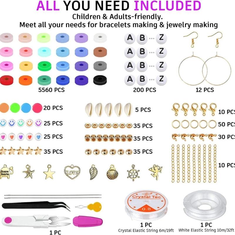 Polymer Clay Beads Bracelet Making Set Easy To Use Beading Set Crafts Accessories For Kids Interested In Jewelry Making