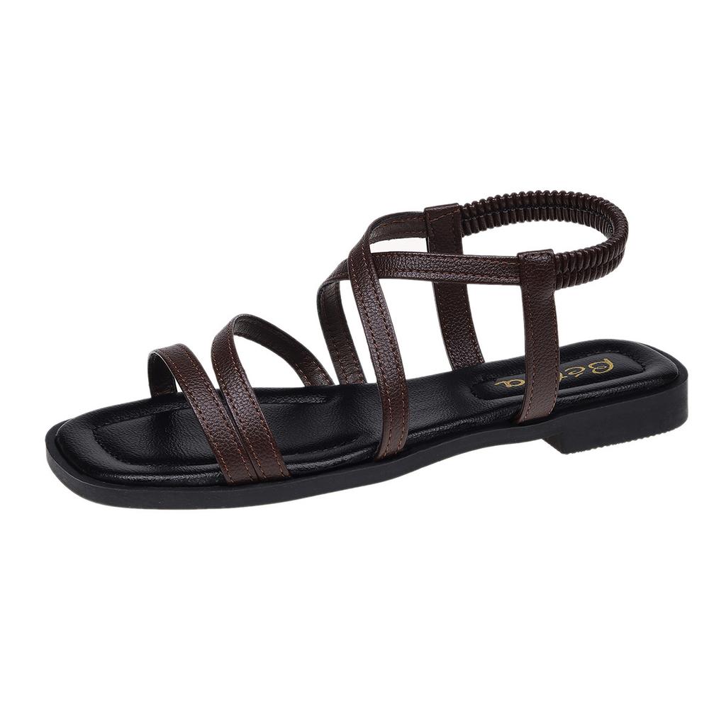 Fashion Cross Strap Flat Sandals Women's Elastic Beach Sandals