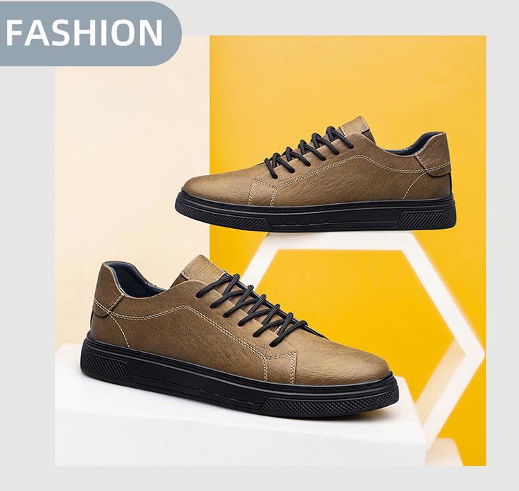 Men's Retro Lace-up Cowhide Sneakers - Trendy Casual Spring Loafers