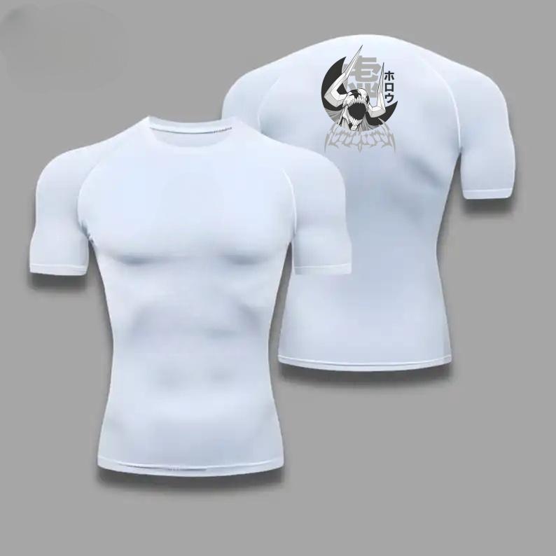 Men's Compression Shirt Bleach Graphic Sports Quick Drying Gym T-shirt Fitness Sweatshirt Elastic Top T-shirt Sleeve Rash Guard