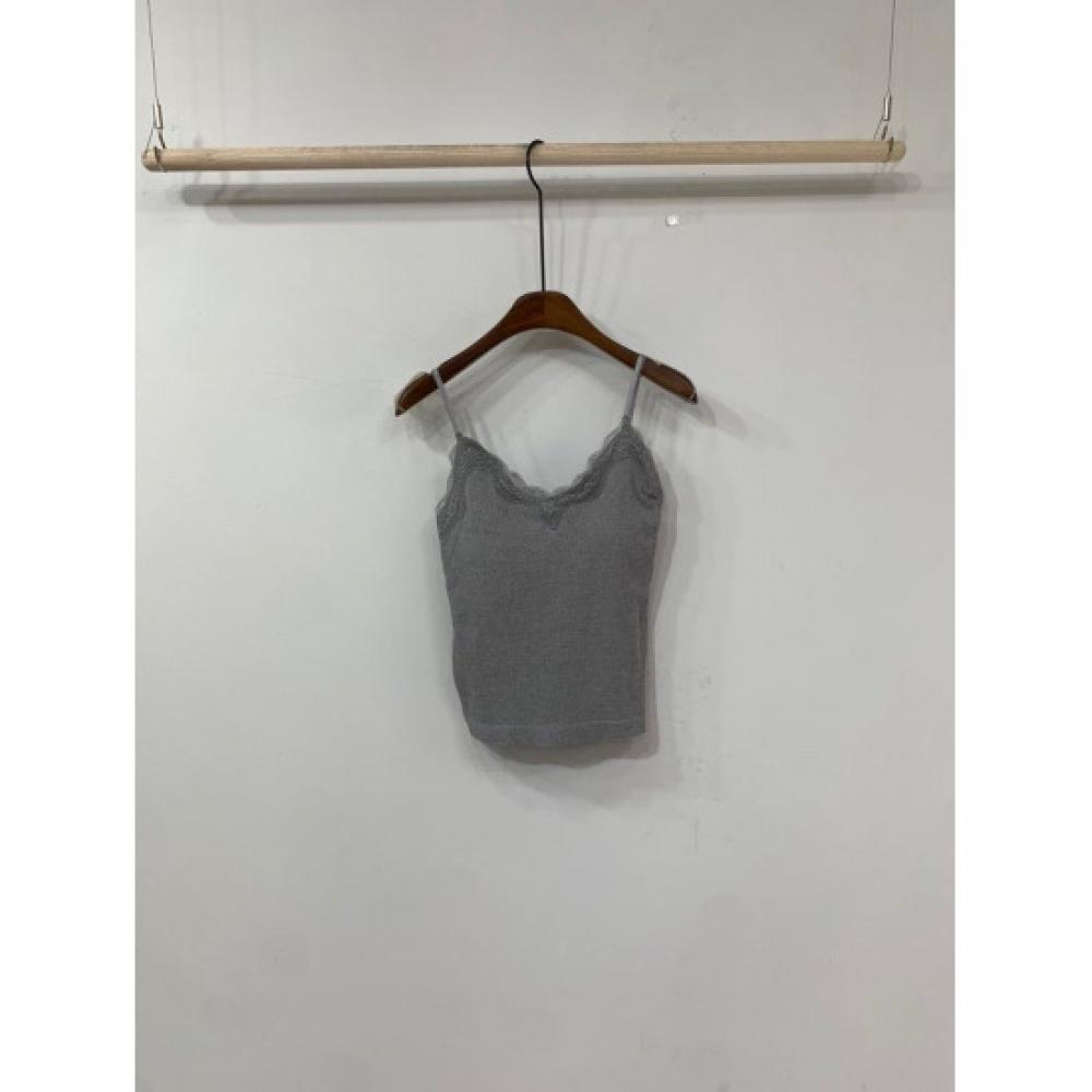 C S In The Room Viga Rib laCe adjuSTable STrap Cami T ShirT 3Color