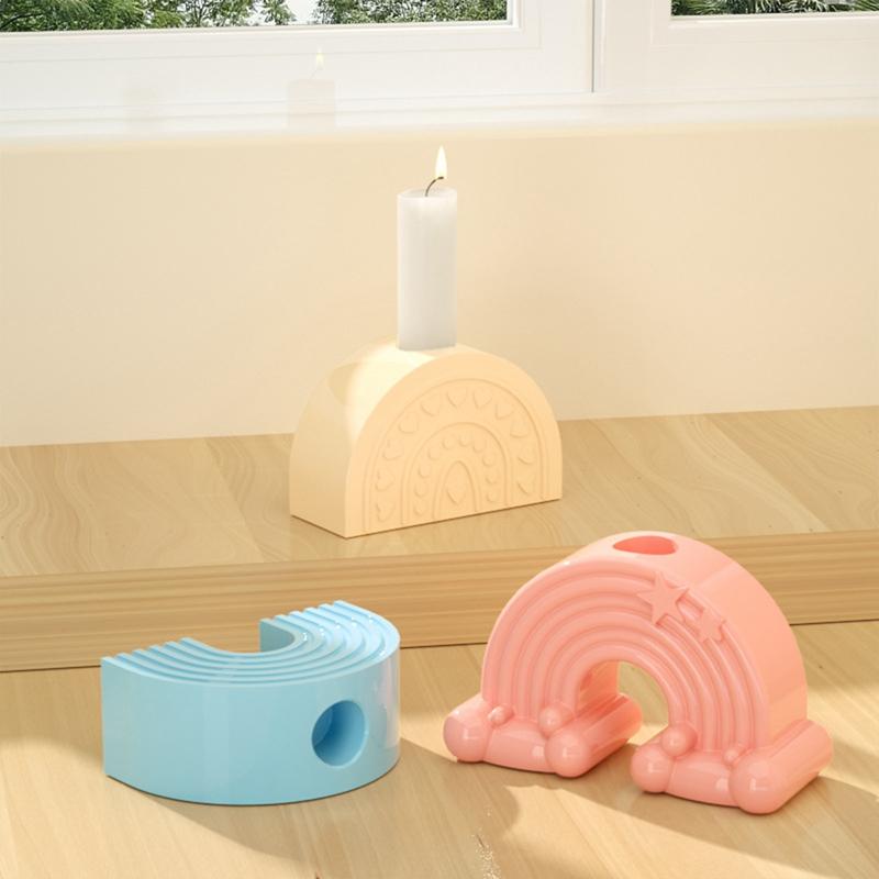 3D Rainbow Arch Bridge DIY Aromath Plaster Cloud Rainbow Ornament Wax Mould 3D Silicone Candle Molds Home Craft Decoration