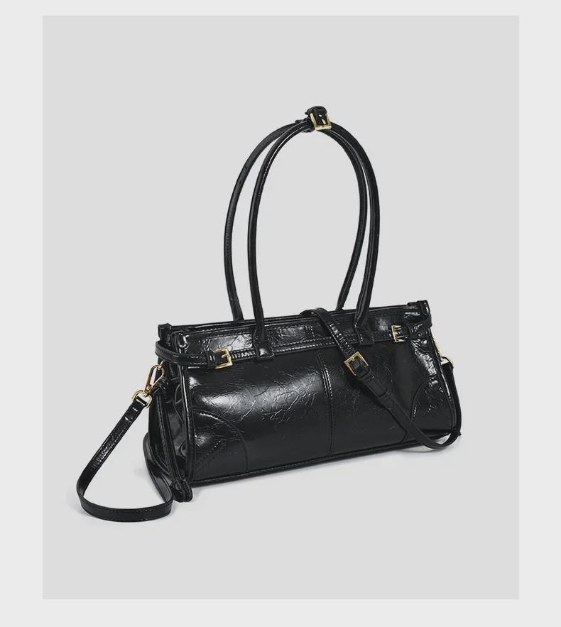 2024 Retro European & American Women's Baguette Shoulder Bag - Large Capacity, Autumn/Winter Collection