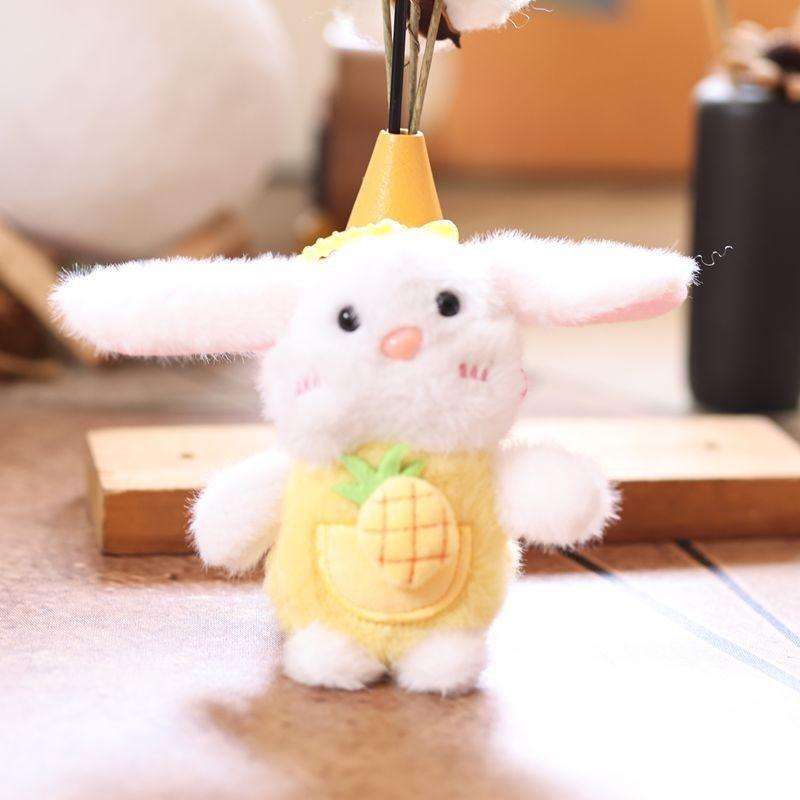 Cute Fruit Bunny Plush Keychain With Soft Polyester Fill For Bag Decoration