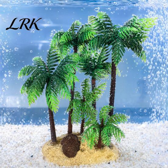 Realistic Aquarium Plants Artificial Plants, Miniature Plastic Coconut Trees, Safe Fish Tank Landscape Accessories for Betta Shrimp Turtles