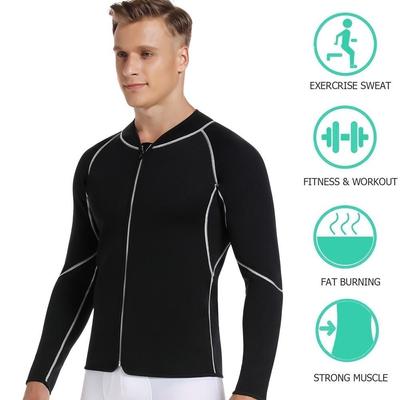 Men Weight Loss Sweat Suit Workout Shirt Body Shaper Fitness Long Sleeve Jacket Gym Top Shapewear