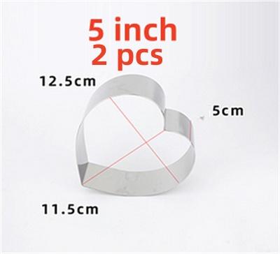 2 pcs set 4 5 6 7 8 9 10 12 14 inches 5cm Height 304 Stainless Steel Heart shape Mousse Ring Cake Mold Tiramisu DIY baking tool
