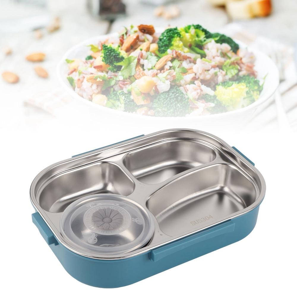 4-Compartment Stainless Steel Lunch Box Includes Soup Bowl Insulated Lunch Box Family Use