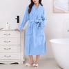 Women's Solid Color Long Sleeve Winter Warm Bathrobe Home Wear Plush Pajamas Nightgown