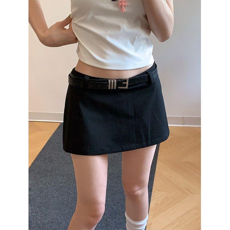 

Good Culottes ~ Low Waist Skirt 2025 Summer Sexy New Arrival Suit Skirt Black Retro American Design Skirt Black XS