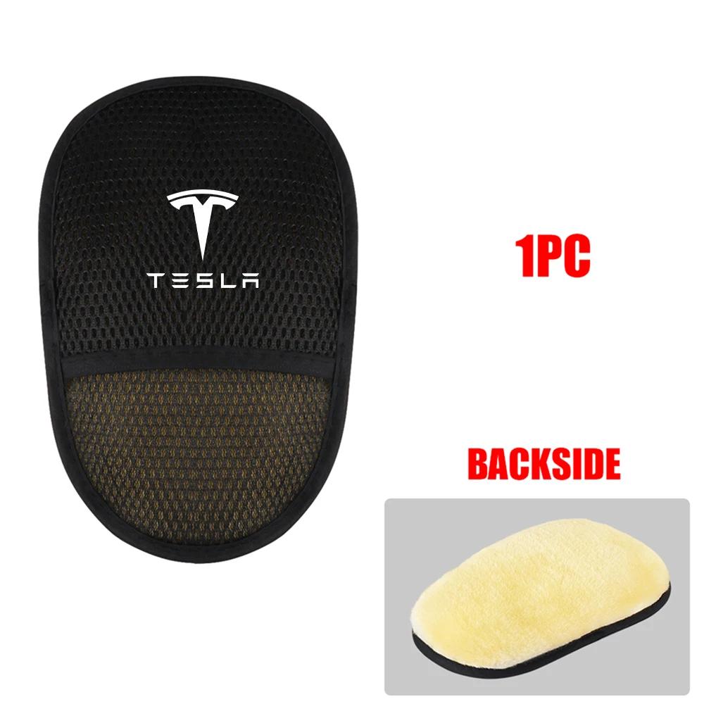 Car Sticker Tesla Car Cleaning Sponge Glove Vehicle Badge Polishing Washing Mitt Gloves Microfibre Wash For Tesla Model 3 Model