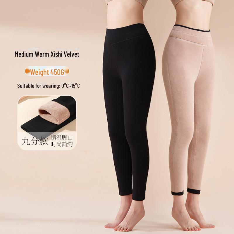 

Плотные теплые леггинсы из шелка и кашемира больших размеров - облегающие бархатные брюки из хлопка на осень/зиму для женщин. L (140-180 lbs)