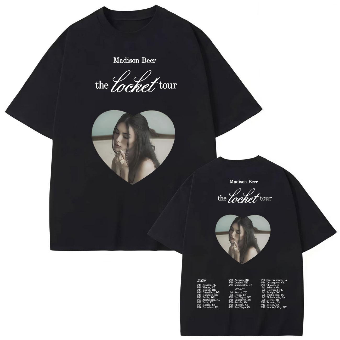 

Madison Beer The Locket Tour Merch T-shirt Fashion Pop Music Short Sleeve T Shirts Men Women Casual Loose Cotton T-shirts S