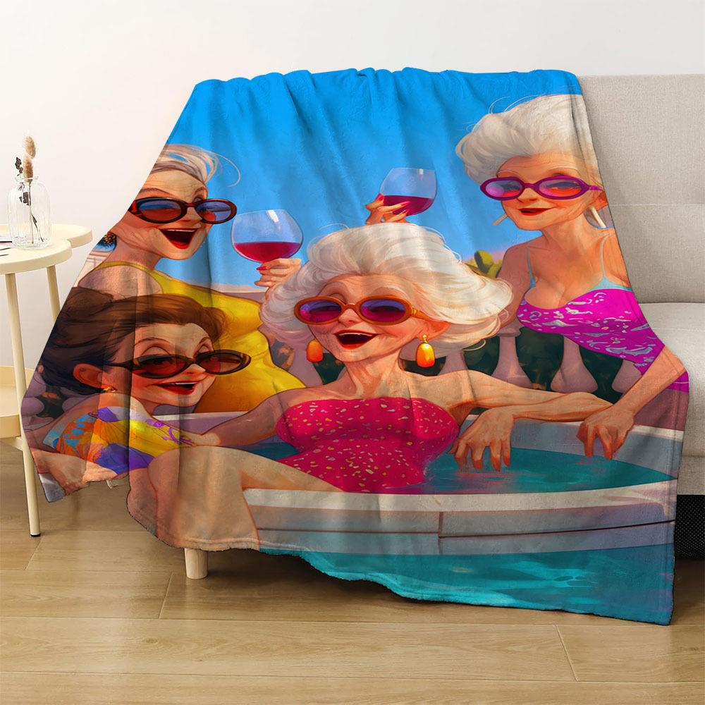 

Elegant Lady Pool Party Pattern Flannel printed blanket suitable for all seasons suitable for living room office sofa and travel 75x100cm (30x40inch)