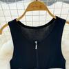 Summer Women Sleeveless Tank Knitted Striped Sweater Zipper Pullover Dresses