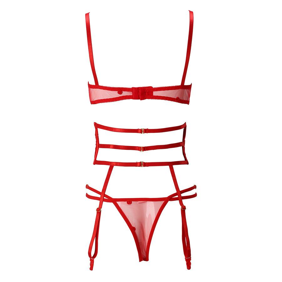 European and American New Sex Underwear Women's Three-point Sexy Women's Hollow Strap Underwear Set