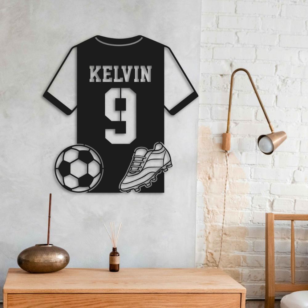 Metal Soccer Jersey Wall Art Custom Sports Team Decor Indoor Outdoor Sign