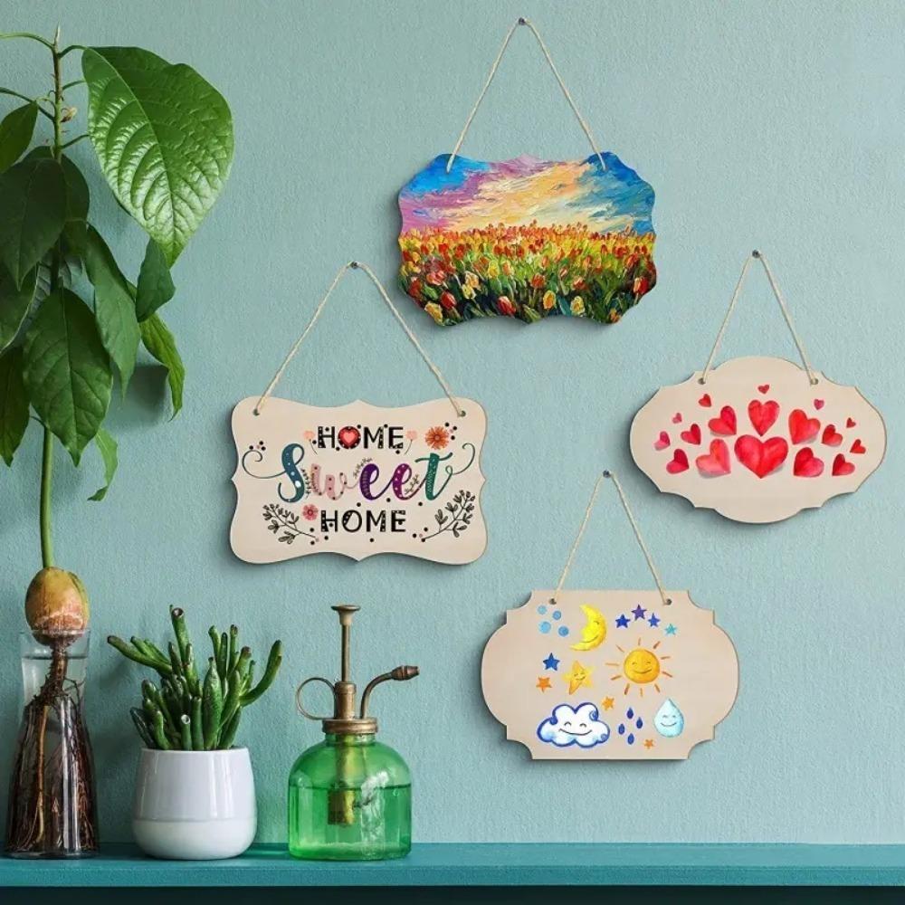 Wooden Blank Hanging Sign, Create DIY Handmade Painting Craft, Writing and Home, Room Decoration, Suitable for Various Occasions