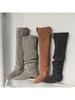Vintage Flat Boots Women's Frosted Wide Tube Folded Pile Boots Skinny Versatile Knight Boots