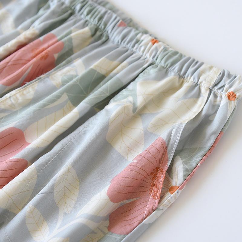 Damen Sommer Viskose Schlafhose - Dünne Baumwollgaze, Bündchen, Mückensicher, Mehrfarbig Strand- & Klimaanlagenhose