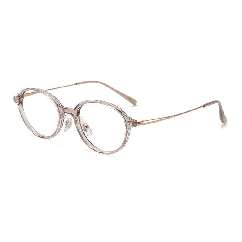 TR Frame Titanium Leg Oval Tortoiseshell Glasses for Women, Style Ti0185 - Suitable for Prescription Lenses