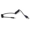 USB Male To Dual DC35135 Spring Cable, Black TPU, 2-Section Split