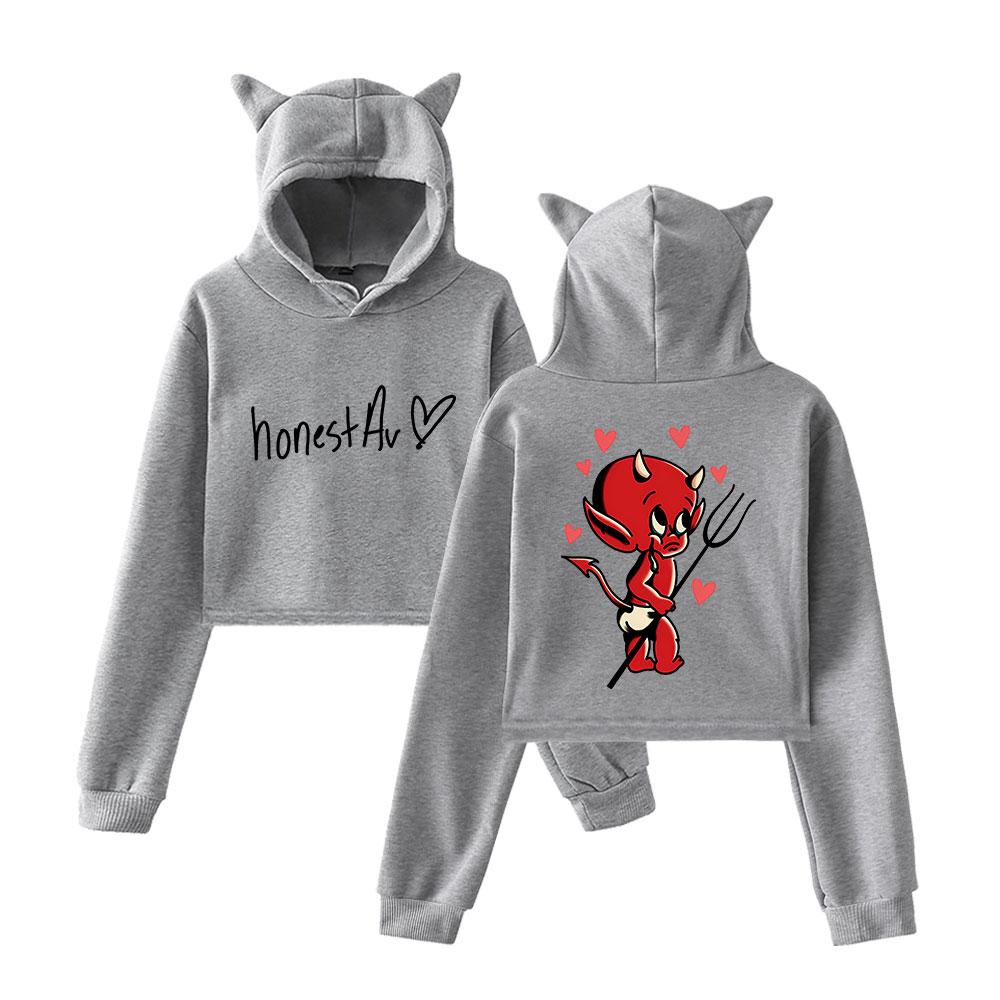 Neuer Honestav Pullover Mädchen Lässige Katze Cropped Hoodies Damen Langarm Sweatshirts Crop Top Damen Hoodie Sexy Oberteile