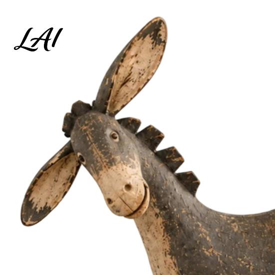 Distressed Wood Texture Figurine Rustic Donkey Figurine Vintage Farm Style Animal Statue Whimsical Tilted Unique Gifts for Friends Head Ornament