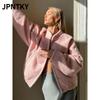 JPNTKY Women's Vintage Casual Solid Color Print Autumn Winter Long Sleeve Jackets & Coats